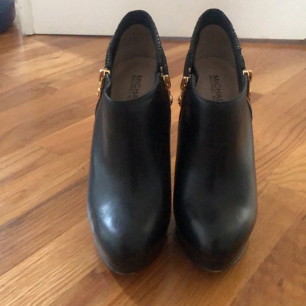 Michael Kors Platform Black Leather Bootie - Picture 3 of 7